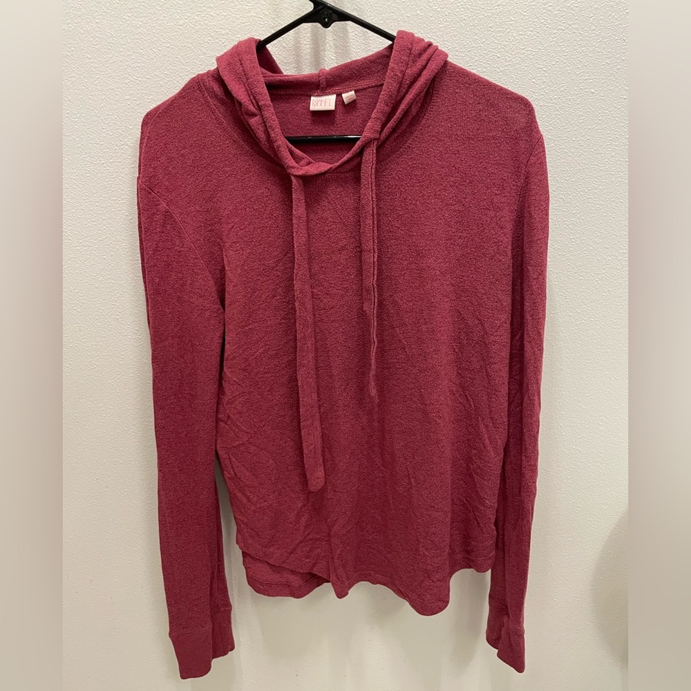 Make + Model Burgundy Knit Top hoodie, sweatshirt